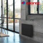 Radiateur lectrique atlantic divali - horizontal 1250w - pilotage intelligent connect lumineux gris ...