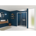 Smart express porte coulissante 120x190 cm profile blanc verre transparent - kinedo pa1913btne