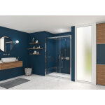 Smart express porte coulissante 140x190 cm profile chrome verre transparent - kinedo pa1915ctne