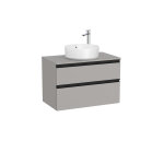 The gap meuble 2t pour vasque À poser 800 mm gris moyen mat / poignées noires - roca a851501547 The gap meuble 2t pour vasque À poser 800 mm gris moyen mat / poignées noires - roca a851501547