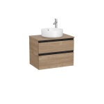 The gap meuble 2t pour vasque  poser (meuble + plan) 600 mm noyer / poignes noires - roca a851500517 ...
