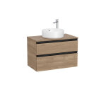 The gap meuble 2t pour vasque  poser (meuble + plan) 800 mm noyer / poignes noires - roca a851501517 ...
