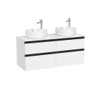 The gap meuble 4t pour 2 vasques À poser 1200 mm blanc mat / poignées noires - roca a851506509 The gap meuble 4t pour 2 vasques À poser 1200 mm blanc mat / poignées noires - roca a851506509