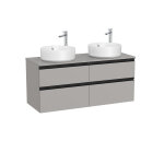 The gap meuble 4t pour 2 vasques À poser 1200 mm gris moyen mat / poignées noires - roca a851506547 The gap meuble 4t pour 2 vasques À poser 1200 mm gris moyen mat / poignées noires - roca a851506547