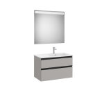 The gap pack 2t lavabo  gauche 800mm gris moyen mat / poignes noires - roca a851512547