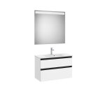 The gap pack compact 2 tiroirs (unik + miroir) 800mm blanc mat / poignes noires - roca a851528509