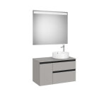 The gap pack pour vasque À poser À droite 900mm gris moyen mat / poignées noires - roca a851533547 The gap pack pour vasque À poser À droite 900mm gris moyen mat / poignées noires - roca a851533547