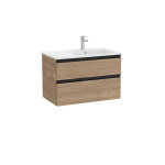 The gap unik 2 tiroirs lavabo  droite 800 mm noyer / poignes noires - roca a851480517
