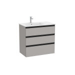The gap unik 3 tiroirs lavabo  gauche 800 mm gris moyen mat / poignes noires - roca a851487547