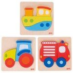 3 puzzles en bois bb goki dcouvertes des transports 4 pices - jo