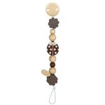 Attache sucette bois naturel fleurs & coccinelle heimess - attache Attache sucette bois naturel fleurs & coccinelle heimess - attache