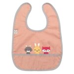 Bavoir les amis rose en tissu coton bio franck & fischer - repas