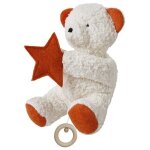 Boite  musique efie ours orange & blanc 27 cm - doudou coton bio
