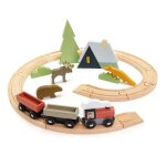 Circuit de train en bois cime des arbres tender leaf toys 22 pices