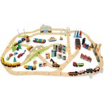 Circuit de train gant en bois vue sur la montagne tender leaf toys