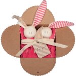 Coffret 2 doudous hochet coton bio keptin - jr toddel corail 24 cm -