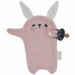 Doudou attache - sucette lapin rose fabelab coton bio gots - doudou