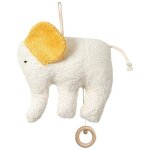 Doudou boite à musique éléphant blanc et jaune coton bio 16 cm - do Doudou boite à musique éléphant blanc et jaune coton bio 16 cm - do