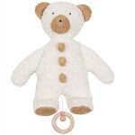 Doudou boite  musique ours blanc beige coton bio 30 cm efie - d