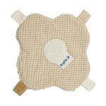 Doudou �tiquettes keptin fleur vichy marron naturel 16cm - doudou