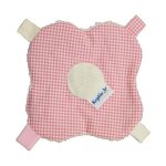 Doudou �tiquettes keptin fleur vichy rose 16cm - doudou coton bio