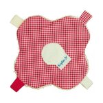 Doudou �tiquettes keptin fleur vichy rouge 16cm - doudou etiquettes
