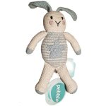 Doudou lapin bleu star 28cm pebble maille crochet coton bio -