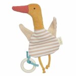 Doudou plat anneau de dentition canard bruissant 20cm green sigikid�