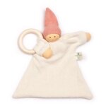 Doudou plat anneau dentition nanchen natur poupe coton bio ecru r