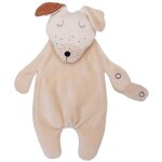 Doudou plat attache sucette chien beige wooly organic coton bio 35