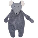 Doudou plat attache sucette souris grise wooly organic coton bio 35