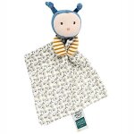 Doudou plat bébé l'abeille bleu 20cm coton bio doudou et compagnie® - Doudou plat bébé l'abeille bleu 20cm coton bio doudou et compagnie® -