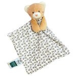 Doudou plat bb l'ours fleuri 20cm coton bio doudou et compagnie -