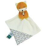 Doudou plat b�b� le renard ecru - fleuri 20cm coton bio doudou et c