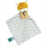 Doudou plat b�b� le renard fleuri 20cm coton bio doudou et c