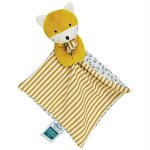 Doudou plat b�b� le renard ray� - fleuri 20cm coton bio doudou et co