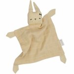 Doudou plat carr lapin jaune pale fabelab mousseline coton bio g