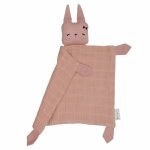 Doudou plat carr lapin vieux rose fabelab mousseline coton bio g