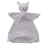 Doudou plat hoppa® coton bio souris indy gris argent & vert menthe - Doudou plat hoppa® coton bio souris indy gris argent & vert menthe -
