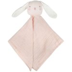 Doudou plat lapin rose lange mousseline de coton bio albetta 35cm -