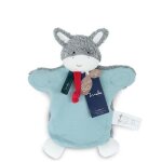 Doudou plat marionnette ane 25 cm malou tradition coton bio - d