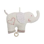 Doudou plat musical coton organic bio elephant 30 cm - doudou bio