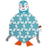 Doudou plat  n?uds coton naturel oeko tex pingouin apunt barcelona