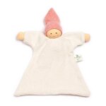 Doudou plat nanchen natur poupe coton bio eponge (kba) ecru rose -