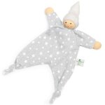 Doudou plat poupon mouchoir & noeuds nanchen natur coton bio (kba)