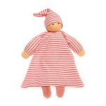 Doudou plat poupon ray robe roses nanchen natur jersey coton bio -