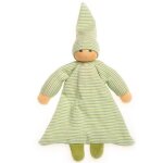 Doudou plat poupon ray robe verts nanchen natur jersey coton bio -