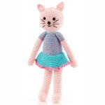 Doudou poupée chat 40cm pebble® maille crochet coton bio - doudou b Doudou poupée chat 40cm pebble® maille crochet coton bio - doudou b