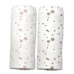 Duo de langes etoiles roses & taupes hoppa� coton bio gots - lange
