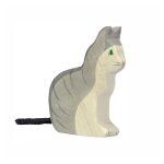 Figurine en bois animaux de la ferme le chat assis holztiger -